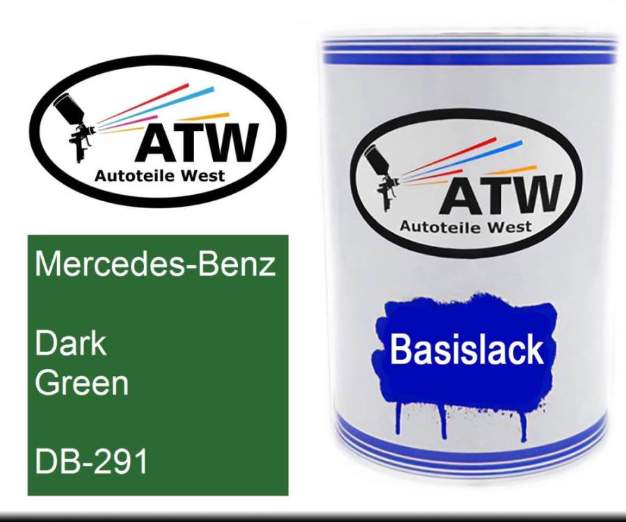 Mercedes-Benz, Dark Green, DB-291: 500ml Lackdose, von ATW Autoteile West.